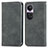 Leather Case Stands Flip Cover Holder S04D for Oppo Reno10 5G Gray