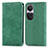 Leather Case Stands Flip Cover Holder S04D for Oppo Reno10 5G Green