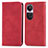 Leather Case Stands Flip Cover Holder S04D for Oppo Reno10 5G Red