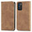 Leather Case Stands Flip Cover Holder S04D for Oppo Reno6 5G Brown