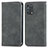 Leather Case Stands Flip Cover Holder S04D for Oppo Reno6 Lite Gray