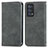 Leather Case Stands Flip Cover Holder S04D for Oppo Reno6 Pro+ Plus 5G Gray