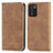 Leather Case Stands Flip Cover Holder S04D for Realme Q3s 5G Brown