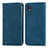 Leather Case Stands Flip Cover Holder S04D for Samsung Galaxy A01 Core Blue
