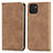 Leather Case Stands Flip Cover Holder S04D for Samsung Galaxy A03 Brown