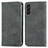 Leather Case Stands Flip Cover Holder S04D for Samsung Galaxy A04s Gray