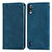 Leather Case Stands Flip Cover Holder S04D for Samsung Galaxy A10 Blue