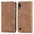 Leather Case Stands Flip Cover Holder S04D for Samsung Galaxy A10 Brown