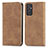 Leather Case Stands Flip Cover Holder S04D for Samsung Galaxy A15 4G Brown