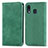 Leather Case Stands Flip Cover Holder S04D for Samsung Galaxy A20 Green