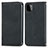 Leather Case Stands Flip Cover Holder S04D for Samsung Galaxy A22 5G Black