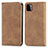 Leather Case Stands Flip Cover Holder S04D for Samsung Galaxy A22 5G Brown