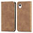 Leather Case Stands Flip Cover Holder S04D for Samsung Galaxy A22 5G SC-56B Brown