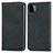 Leather Case Stands Flip Cover Holder S04D for Samsung Galaxy A22s 5G Black