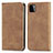 Leather Case Stands Flip Cover Holder S04D for Samsung Galaxy A22s 5G Brown