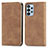 Leather Case Stands Flip Cover Holder S04D for Samsung Galaxy A23 4G Brown