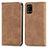 Leather Case Stands Flip Cover Holder S04D for Samsung Galaxy A31 Brown