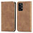 Leather Case Stands Flip Cover Holder S04D for Samsung Galaxy A72 5G Brown