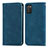 Leather Case Stands Flip Cover Holder S04D for Samsung Galaxy F02S SM-E025F Blue