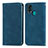 Leather Case Stands Flip Cover Holder S04D for Samsung Galaxy F41 Blue
