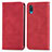 Leather Case Stands Flip Cover Holder S04D for Samsung Galaxy M02 Red