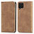 Leather Case Stands Flip Cover Holder S04D for Samsung Galaxy M62 4G Brown