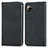 Leather Case Stands Flip Cover Holder S04D for Sharp Aquos Sense6 Black