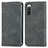 Leather Case Stands Flip Cover Holder S04D for Sony Xperia 10 IV SOG07 Gray