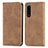 Leather Case Stands Flip Cover Holder S04D for Sony Xperia 5 III SO-53B Brown