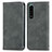 Leather Case Stands Flip Cover Holder S04D for Sony Xperia 5 III SO-53B Gray