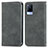 Leather Case Stands Flip Cover Holder S04D for Vivo V21 5G Gray