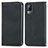 Leather Case Stands Flip Cover Holder S04D for Vivo V21e 4G Black