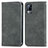 Leather Case Stands Flip Cover Holder S04D for Vivo V21e 4G Gray