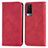 Leather Case Stands Flip Cover Holder S04D for Vivo V21e 5G Red