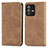 Leather Case Stands Flip Cover Holder S04D for Vivo V23 Pro 5G Brown