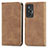 Leather Case Stands Flip Cover Holder S04D for Vivo X70 5G Brown
