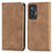 Leather Case Stands Flip Cover Holder S04D for Vivo X70t Brown