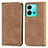 Leather Case Stands Flip Cover Holder S04D for Vivo X80 Lite 5G Brown