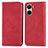 Leather Case Stands Flip Cover Holder S04D for Vivo Y02S Red