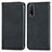 Leather Case Stands Flip Cover Holder S04D for Vivo Y20a Black