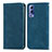 Leather Case Stands Flip Cover Holder S04D for Vivo Y52 5G Blue