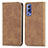 Leather Case Stands Flip Cover Holder S04D for Vivo Y52 5G Brown