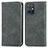 Leather Case Stands Flip Cover Holder S04D for Vivo Y52t 5G Gray