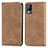 Leather Case Stands Flip Cover Holder S04D for Vivo Y73 (2021) Brown