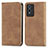 Leather Case Stands Flip Cover Holder S04D for Vivo Y74s 5G Brown