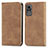 Leather Case Stands Flip Cover Holder S04D for Xiaomi Civi 1S 5G Brown