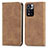 Leather Case Stands Flip Cover Holder S04D for Xiaomi Mi 11i 5G (2022) Brown