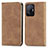 Leather Case Stands Flip Cover Holder S04D for Xiaomi Mi 11T Pro 5G Brown