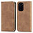 Leather Case Stands Flip Cover Holder S04D for Xiaomi Mi 11X 5G Brown