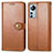 Leather Case Stands Flip Cover Holder S04D for Xiaomi Mi 12 5G Brown